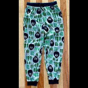 NEW BOB ROSS HAPPY LITTLE TREES KNIT PAJAMA PANTS LOUNGE WEAR GRAPHIC PRINT M